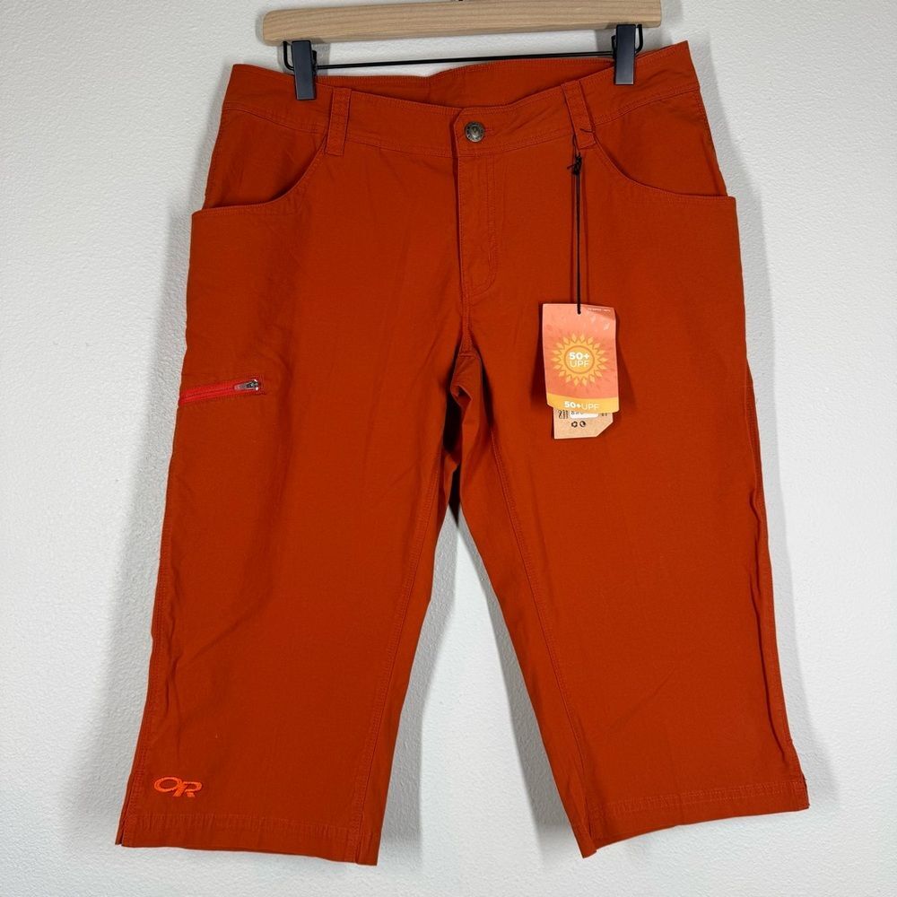NWT Outdoor Research Zodiac Cotton Capri Pants Orange Size 8 Hiking Gorpcore